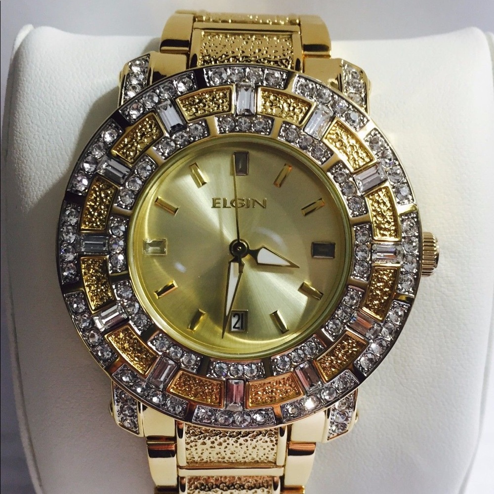 Brand New Elgin Stainless Steel Gold Tone Watch